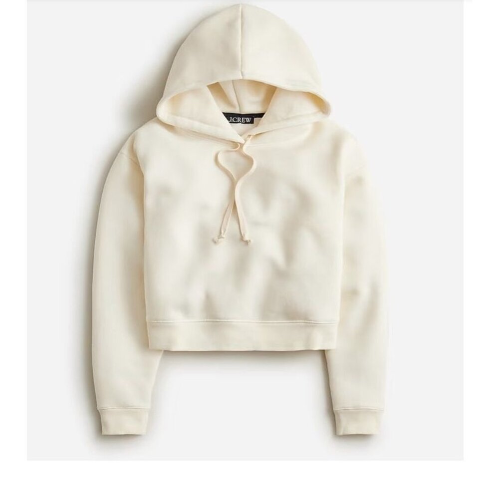 J.Crew Heritage fleece cropped hoodie Cream cropped sz S